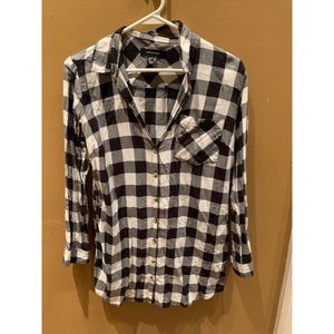 Black and white checkered boyfriend flannel